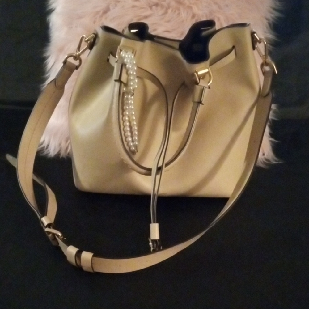 Michael Kors Cream Shoulder Bag with Pearl Accent